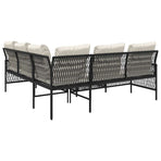 2 Piece Garden Sofa Set with Cushions Black Poly Rattan