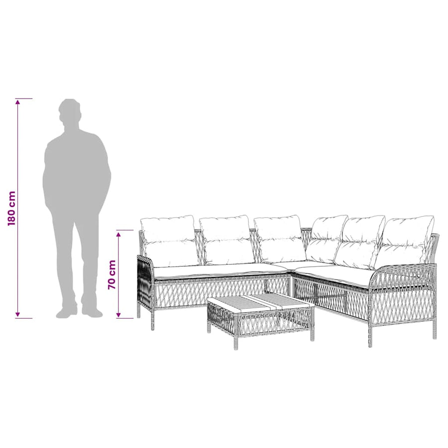 2 Piece Garden Sofa Set with Cushions Black Poly Rattan