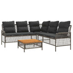 2 Piece Garden Sofa Set with Cushions Grey Poly Rattan