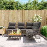 2 Piece Garden Sofa Set with Cushions Grey Poly Rattan - Side View
