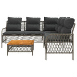 2 Piece Garden Sofa Set with Cushions Grey Poly Rattan - 45-Degree Angle