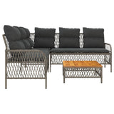 2 Piece Garden Sofa Set with Cushions Grey Poly Rattan - Rear View