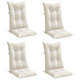 Highback Chair Cushions 4 pcs Melange Cream 120x50x7 cm Fabric - Side View