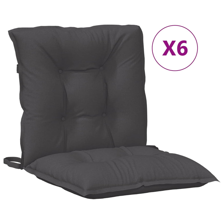 Lowback Chair Cushions 6 pcs Melange Anthracite 100x50x7 cm