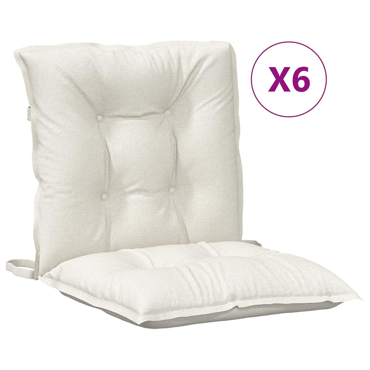 Lowback Chair Cushions 6 pcs Melange Cream 100x50x7 cm Fabric