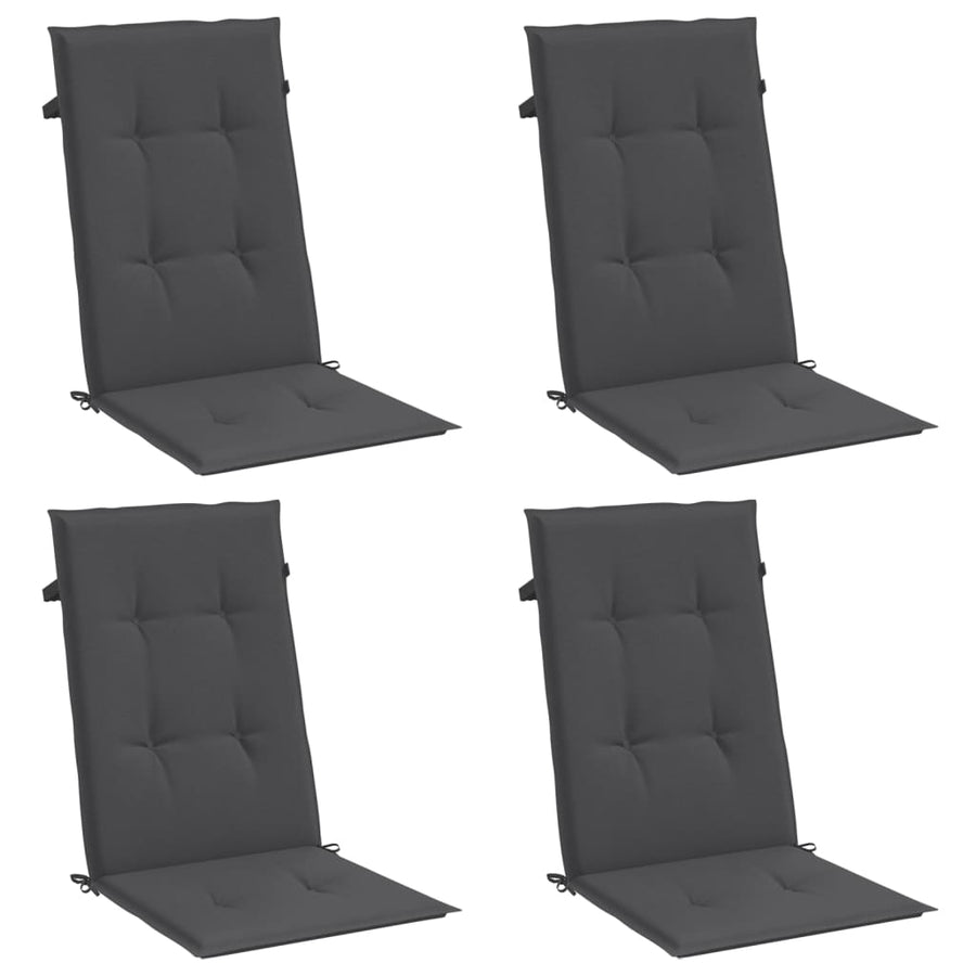 Highback Chair Cushions 4 pcs Melange Anthracite 120x50x4 cm