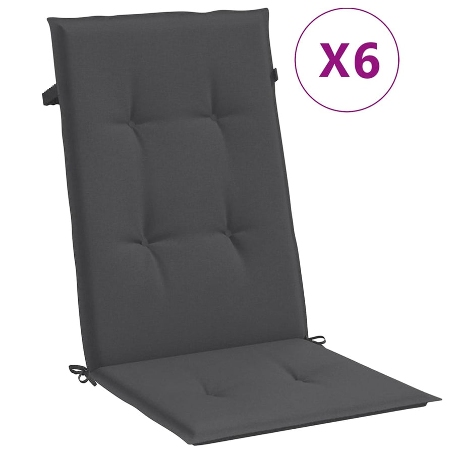 Highback Chair Cushions 6 pcs Melange Anthracite 120x50x4 cm