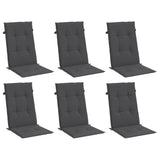 Highback Chair Cushions 6 pcs Melange Anthracite 120x50x4 cm Fabric