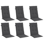 Highback Chair Cushions 6 pcs Melange Anthracite 120x50x4 cm