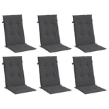 Highback Chair Cushions 6 pcs Melange Anthracite 120x50x4 cm Fabric - Side View
