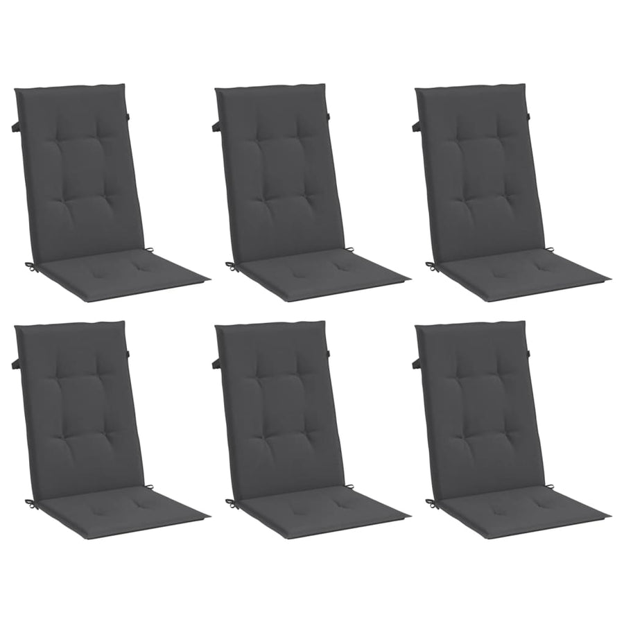 Highback Chair Cushions 6 pcs Melange Anthracite 120x50x4 cm