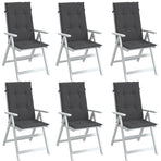 Highback Chair Cushions 6 pcs Melange Anthracite 120x50x4 cm