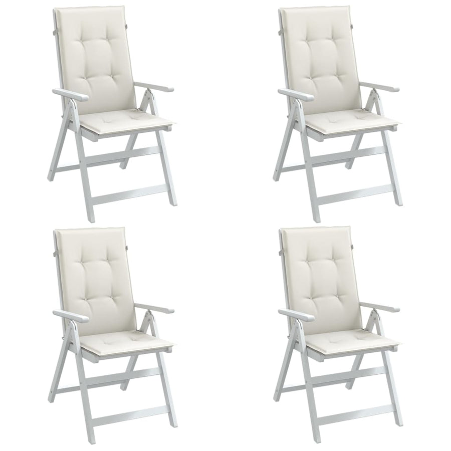 Highback Chair Cushions 4 pcs Melange Cream 120x50x4 cm Fabric