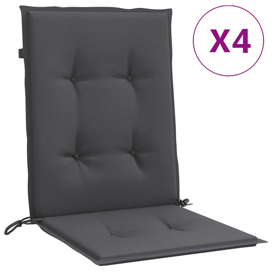 Lowback Chair Cushions 4 pcs Melange Anthracite 100x50x4 cm