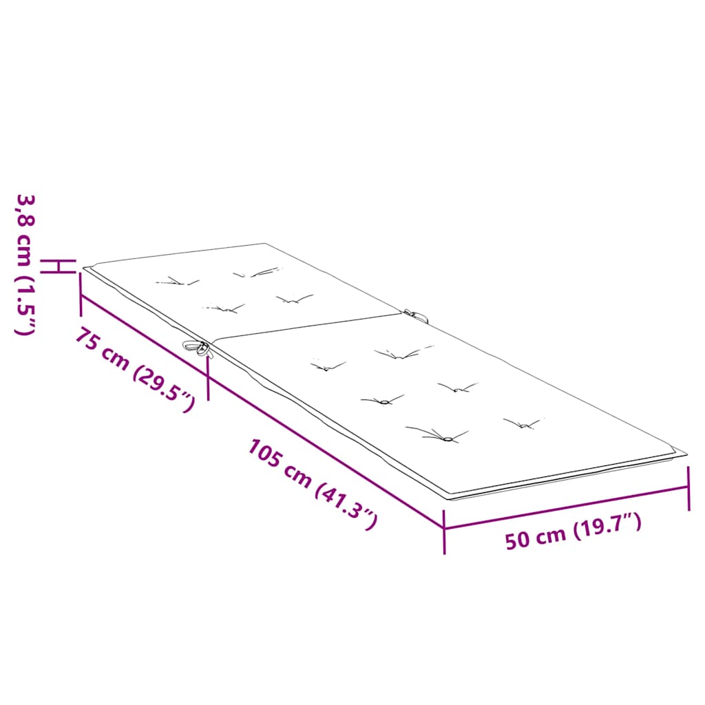 Deck Chair Cushion Melange Cream (75+105)x50x4 cm Fabric