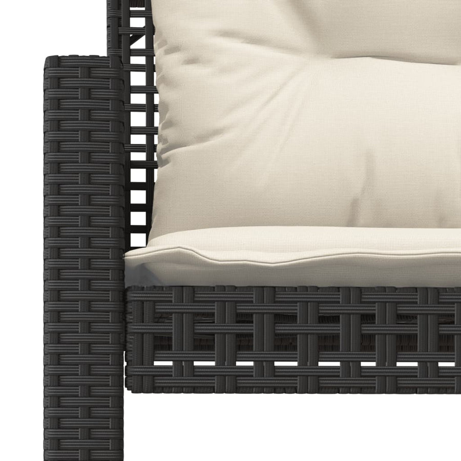 4 Piece Garden Sofa Set with Cushions Black Poly Rattan Glass