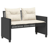 4 Piece Garden Sofa Set with Cushions Black Poly Rattan Glass