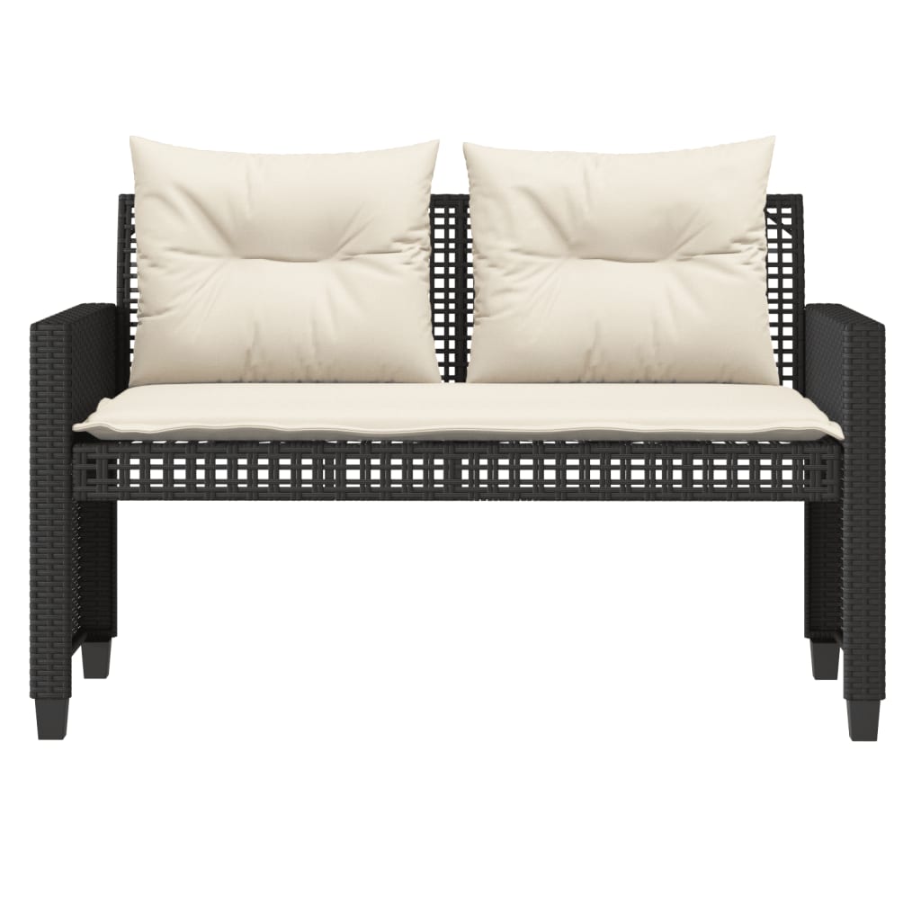 4 Piece Garden Sofa Set with Cushions Black Poly Rattan Glass