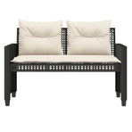 4 Piece Garden Sofa Set with Cushions Black Poly Rattan Glass