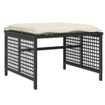 4 Piece Garden Sofa Set with Cushions Black Poly Rattan Glass