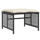 4 Piece Garden Sofa Set with Cushions Black Poly Rattan Glass - Rear View