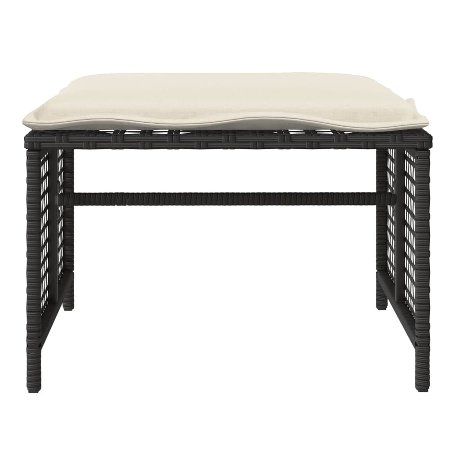 4 Piece Garden Sofa Set with Cushions Black Poly Rattan Glass