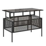 4 Piece Garden Sofa Set with Cushions Black Poly Rattan Glass - Low Angle