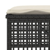 4 Piece Garden Sofa Set with Cushions Black Poly Rattan Glass