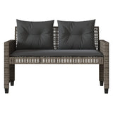 4 Piece Garden Sofa Set with Cushions Grey Poly Rattan Glass