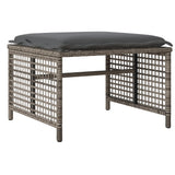 4 Piece Garden Sofa Set with Cushions Grey Poly Rattan Glass - Rear View