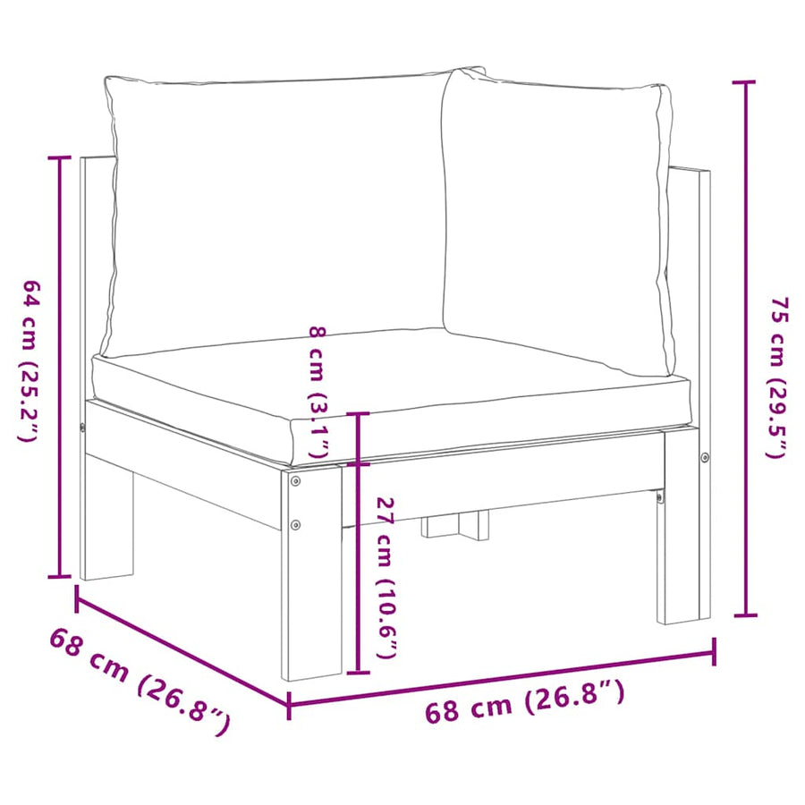 Garden Sofa Corner with Cushions Solid Wood Acacia