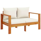 Garden Sofa with Cushions 2-Seater Solid Wood Acacia - Front View