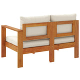 Garden Sofa with 1 Armrest 2-Seater Solid Wood Acacia - Rear View