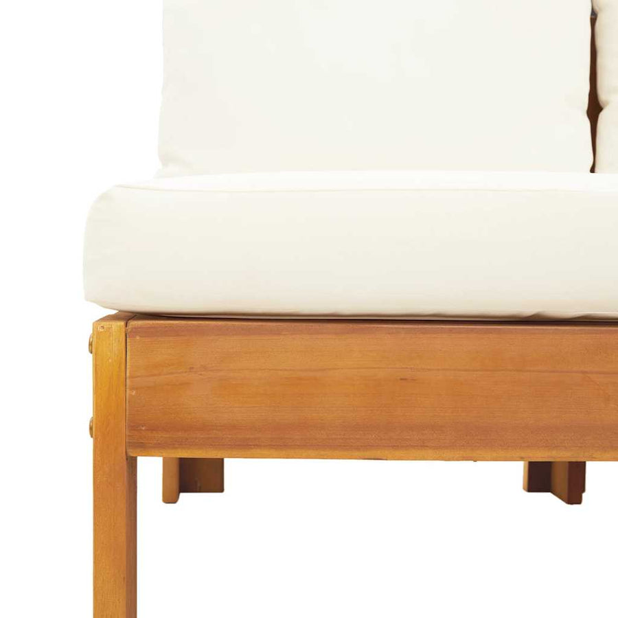 Garden Sofa with 1 Armrest 2-Seater Solid Wood Acacia