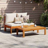 Garden Sofa Armless with Cushions 2-Seater Solid Wood Acacia - Side View