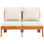 Garden Sofa Armless with Cushions 2-Seater Solid Wood Acacia
