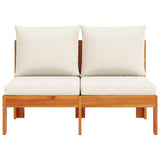 Garden Sofa Armless with Cushions 2-Seater Solid Wood Acacia - Top-Down View
