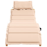 Sun Lounger with Cushion Beige Solid Wood Acacia - Front View