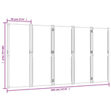 5-Panel Room Divider Light Grey 350x180 cm - Low Angle