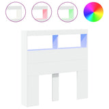 Headboard Cabinet with LED White 100 cm - Front View