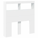 Headboard Cabinet with LED White 100 cm - Side View