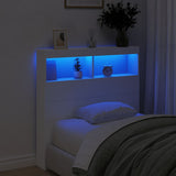 Headboard Cabinet with LED White 100 cm - Top-Down View