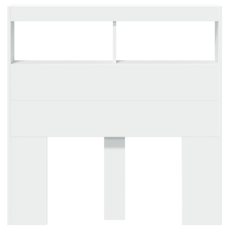 Headboard Cabinet with LED White 100 cm