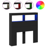 Headboard Cabinet with LED Black 100 cm - Front View