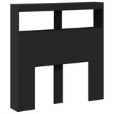 Headboard Cabinet with LED Black 100 cm - Side View