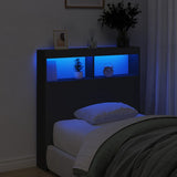 Headboard Cabinet with LED Black 100 cm - Top-Down View