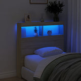 Headboard Cabinet with LED Sonoma Oak 100 cm - Top-Down View