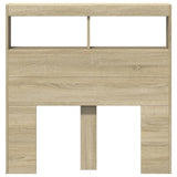Headboard Cabinet with LED Sonoma Oak 100 cm - Rear View