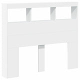 Headboard Cabinet with LED White 120 cm