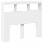 Headboard Cabinet with LED White 120 cm